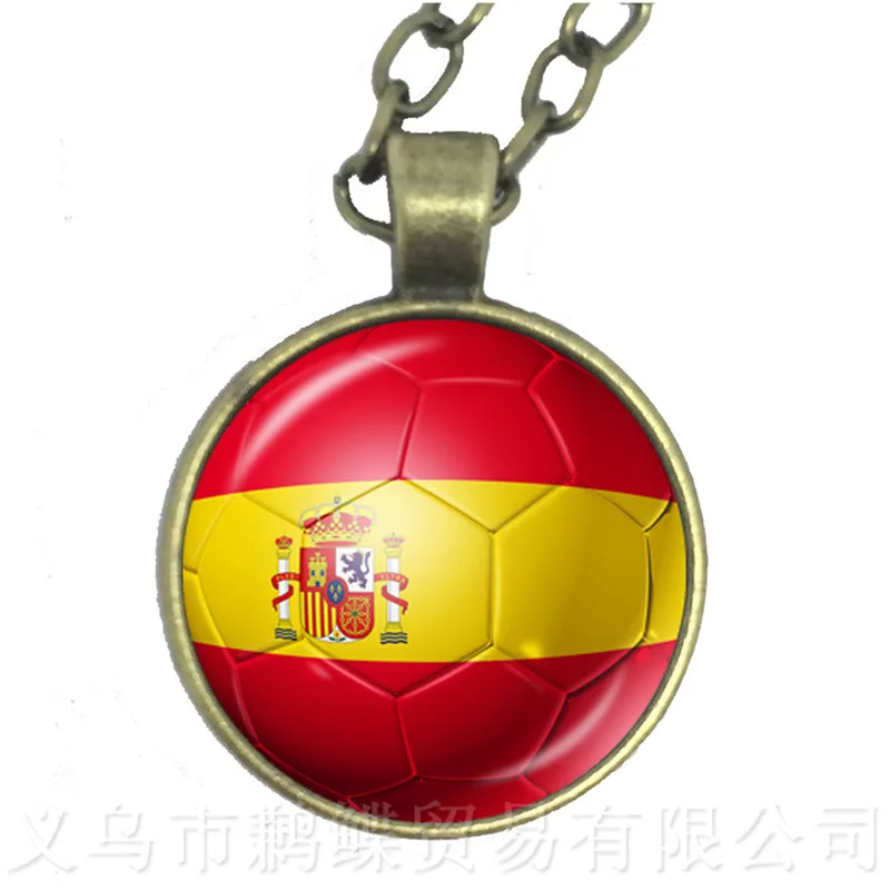 Columbia France Costa Rica England Iran Spain Uruguay TunisiaSoccer Souvenirs Glass Dome Pendant Necklace For 2018 Football CUP | Украшения