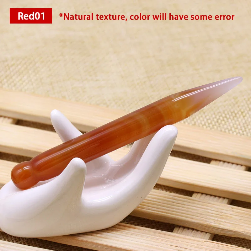 

100% New Natural Jade Acupoint Point Pen with Natural Texture Guasha Beauty Tools for Health Care Eye Massage Green Red Pink
