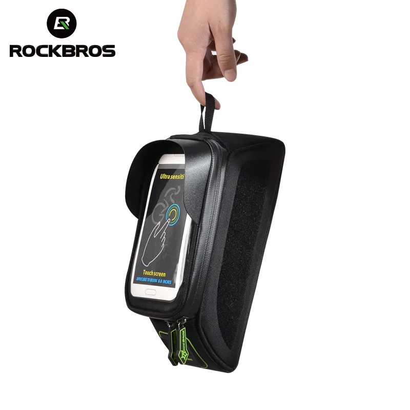 rockbros phone bicycle bike bags rainproof 5 86 0 phone case touch screen cycling bicycle bags panniers frame bike accessories free global shipping