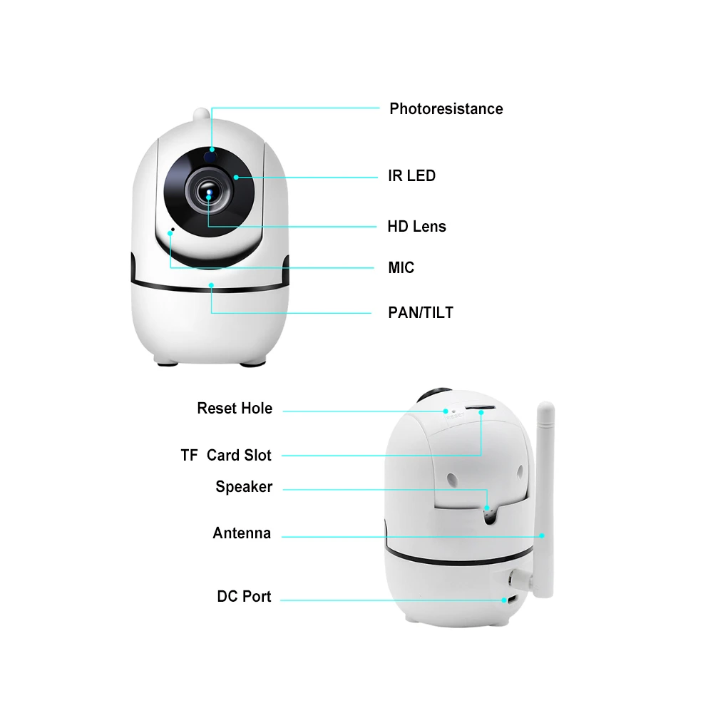 Мини камера YCC365 с автоматическим отслеживанием движения 1 МП HD 720P Wi Fi IP
