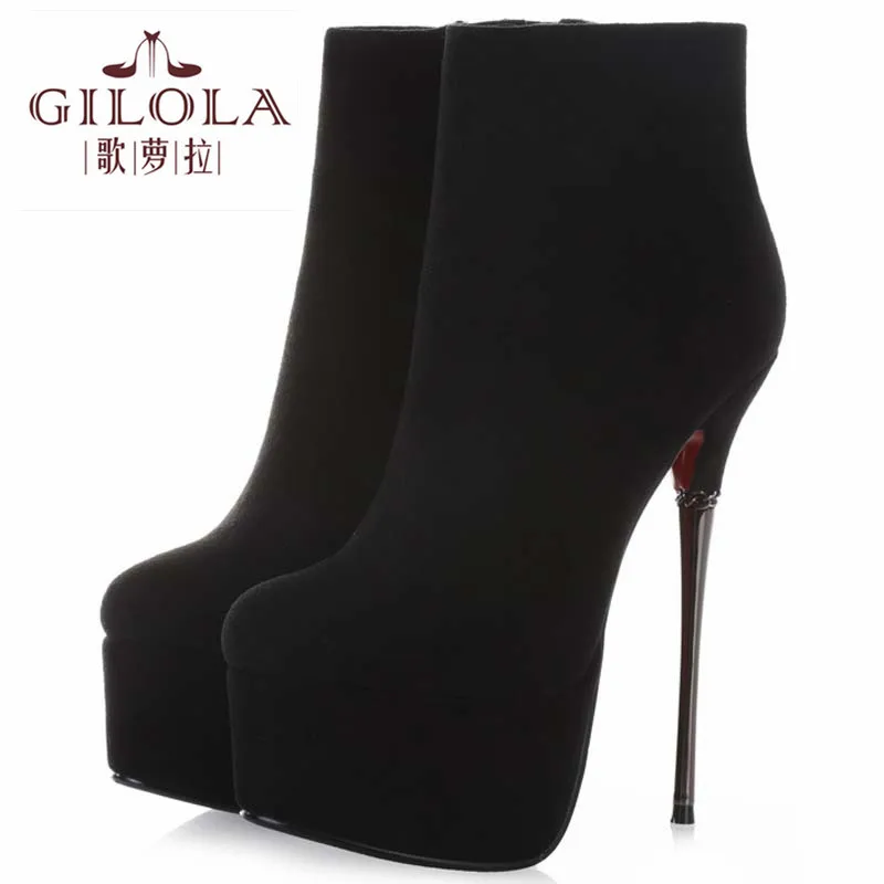 GILOLA/женские ботильоны на очень высоком каблуке 16 см и платформе женские осенне