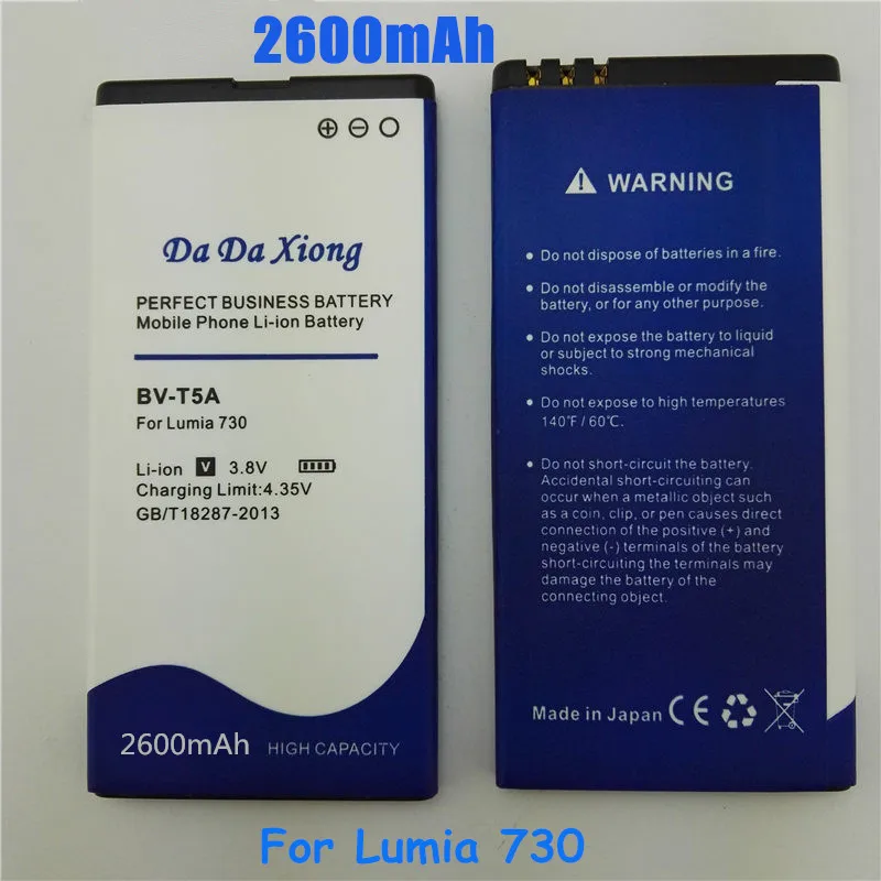2600mAh BV T5A BVT5A литий ионный аккумулятор для телефона Nokia Lumia 730 735 738 Superman RM 1038 1040|battery