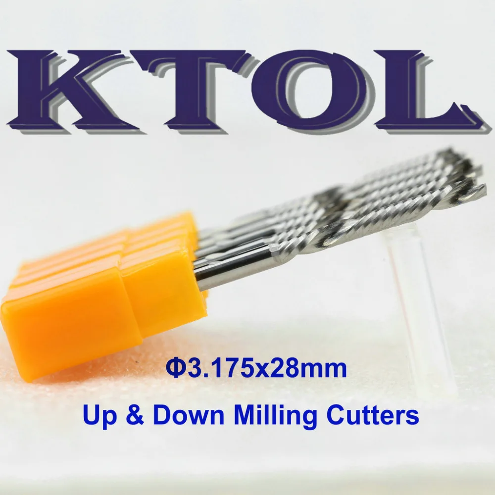 

UP and DOWN Cutting Tools 3.175x28mm 1 Flute CNC End Mill Cutters Tungsten Carbide Spiral Woodworking Router Bits Set 5pcs AAA