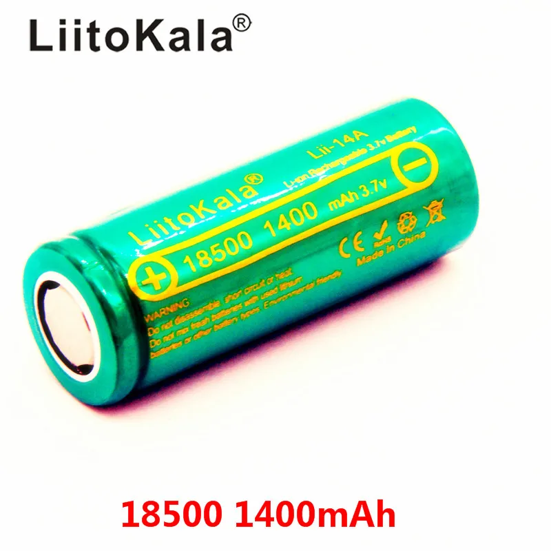 LiitoKala Lii-14A 18500 1400mAh 3.7V Battery Rechargeable Recarregavel Lithium Li-ion Batteies For LED Flashlight | Электроника