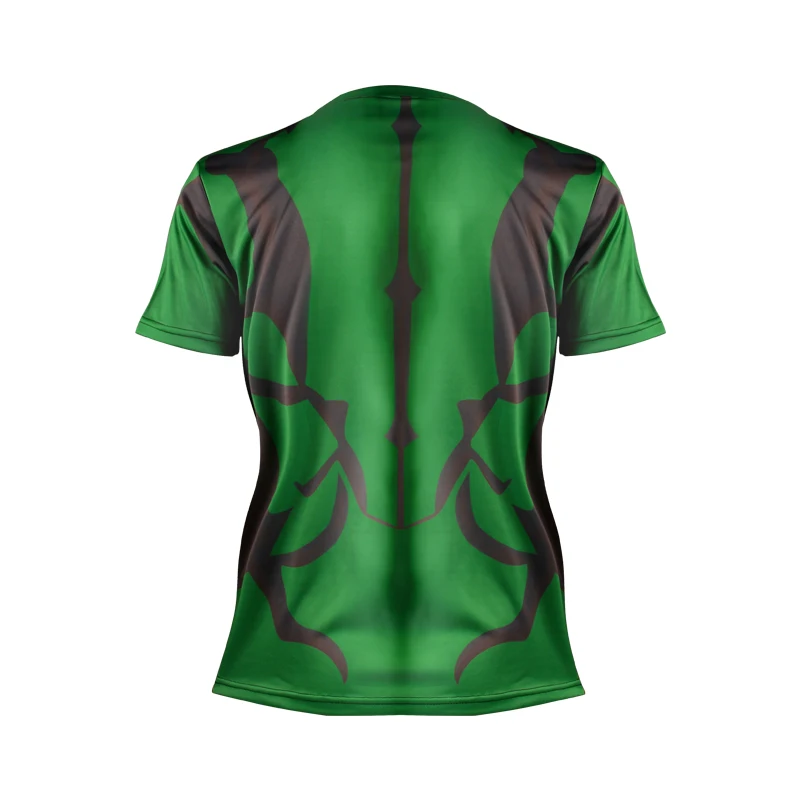 Green Masked Hero Mesh Ventilate 3D Superhero Man T Shirt Exercise Men Short Sleeve Skintight Bicycle Jersey | Мужская одежда