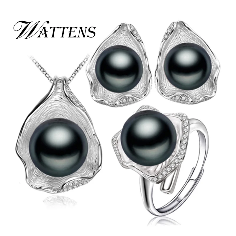 

Pearl Necklace Earring Rings for women natural Freshwater Pearl Jewelry 925 sterling silver Jewelry Sets for Wedding party gift