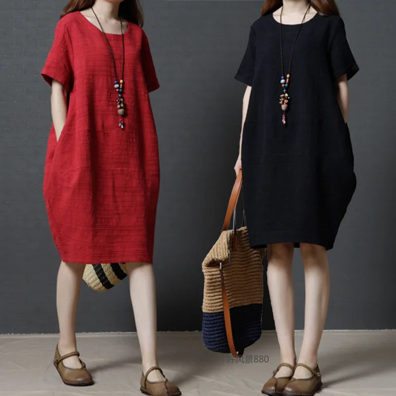 ARANSUE 2019 женское модное платье из чистого хлопка и конопляного цвета длиной до