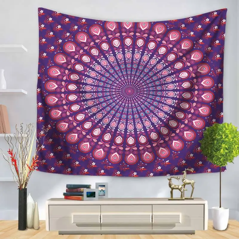 Индийский зеленый Растительный гобелен мандалы пляжный ковер Богемный Хиппи