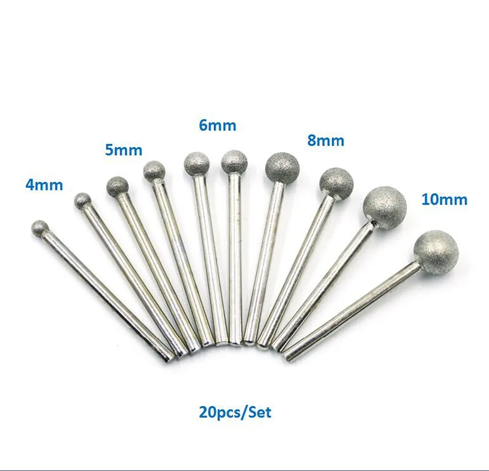 20 шт./компл. сферические шлифовальные иглы с алмазным покрытием полировальная