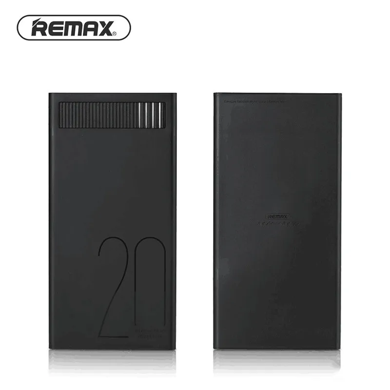 Remax 2.4A 20000 мАч Quick Charge Мощность банка полимерная Батарея двойной зарядка через usb для Xiaomi samsung Планшеты 20000 мАч повербанк - Цвет: Black