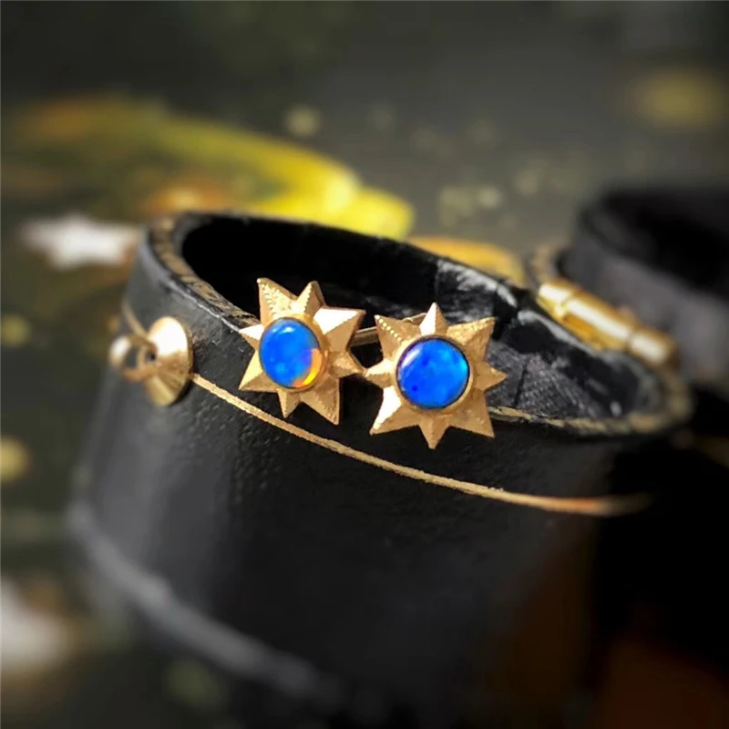 Aazuo 18 K желтое золото Настоящая Натуральная запонка с опалом серьги для женщин девушки звезда серьги для свадьбы, помолвки