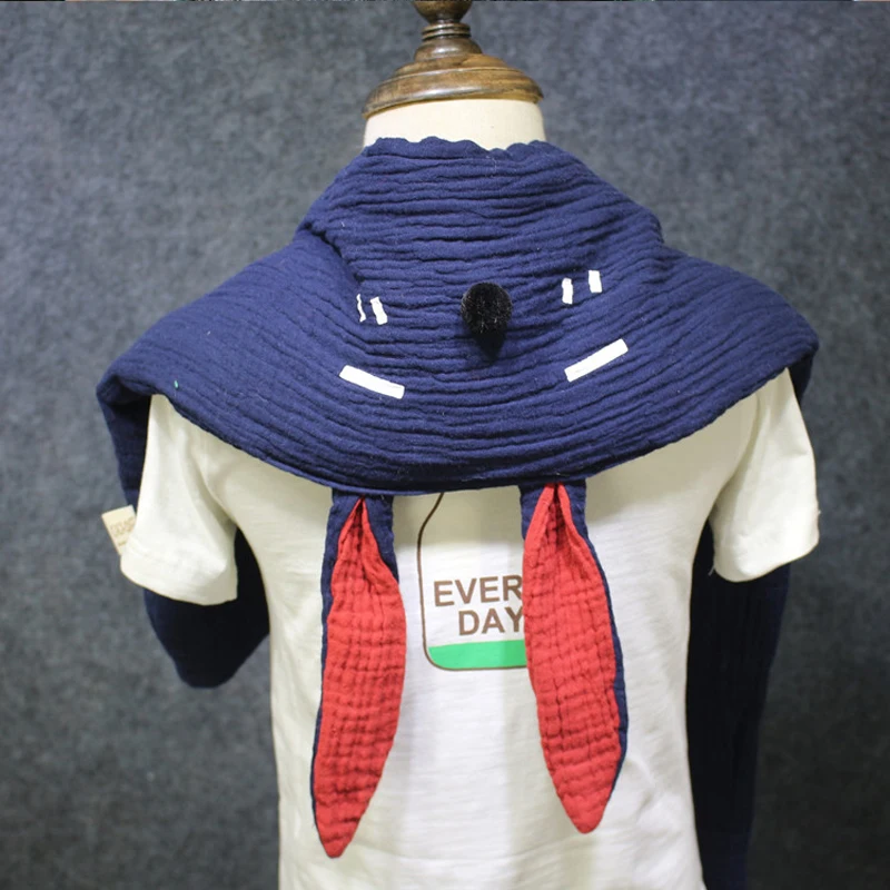 Детский Зимний вязаный длинный шарф из натурального хлопка с кроличьими