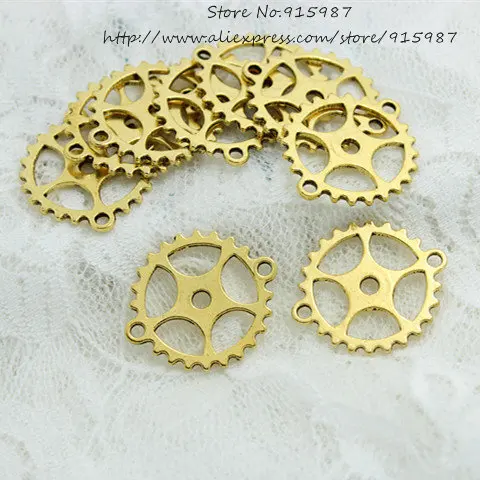 

Sweet Bell Wholesale (40 pieces/lot) 25*28mm Antique Gold Gear Jewelry Connectors for Bracelets