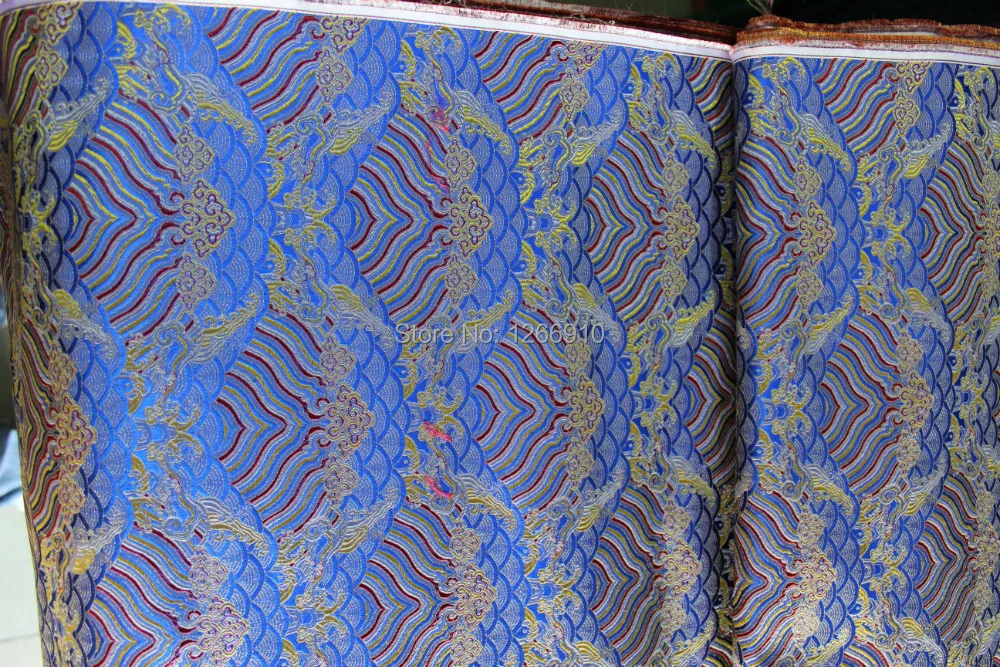 Традиционная китайская шелковая парчовая ткань Сапфировая синяя спинка с