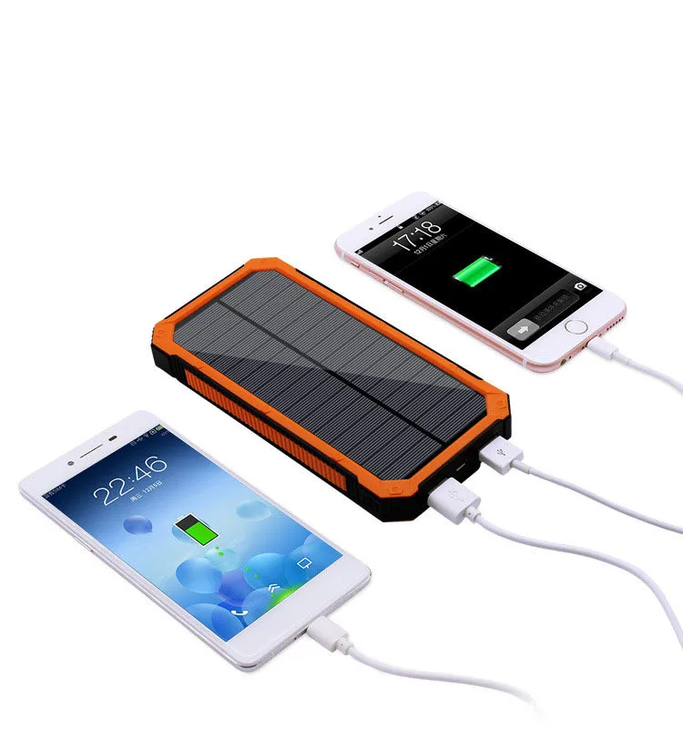 Солнечная батарея 20000 мАч Внешний аккумулятор для зарядки Dual USB power Bank портативное зарядное устройство для телефона для iPhone 8 XS max Xiaomi 7 8 plus
