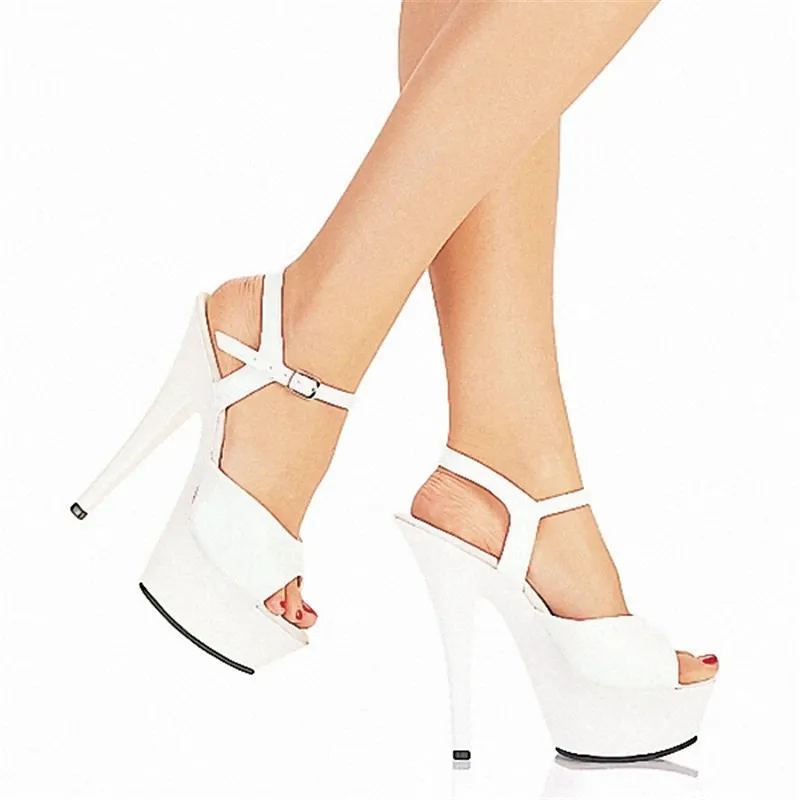 Сандалии яркого цвета с подошвой 15 см украшенные кристаллами туфли для танцев