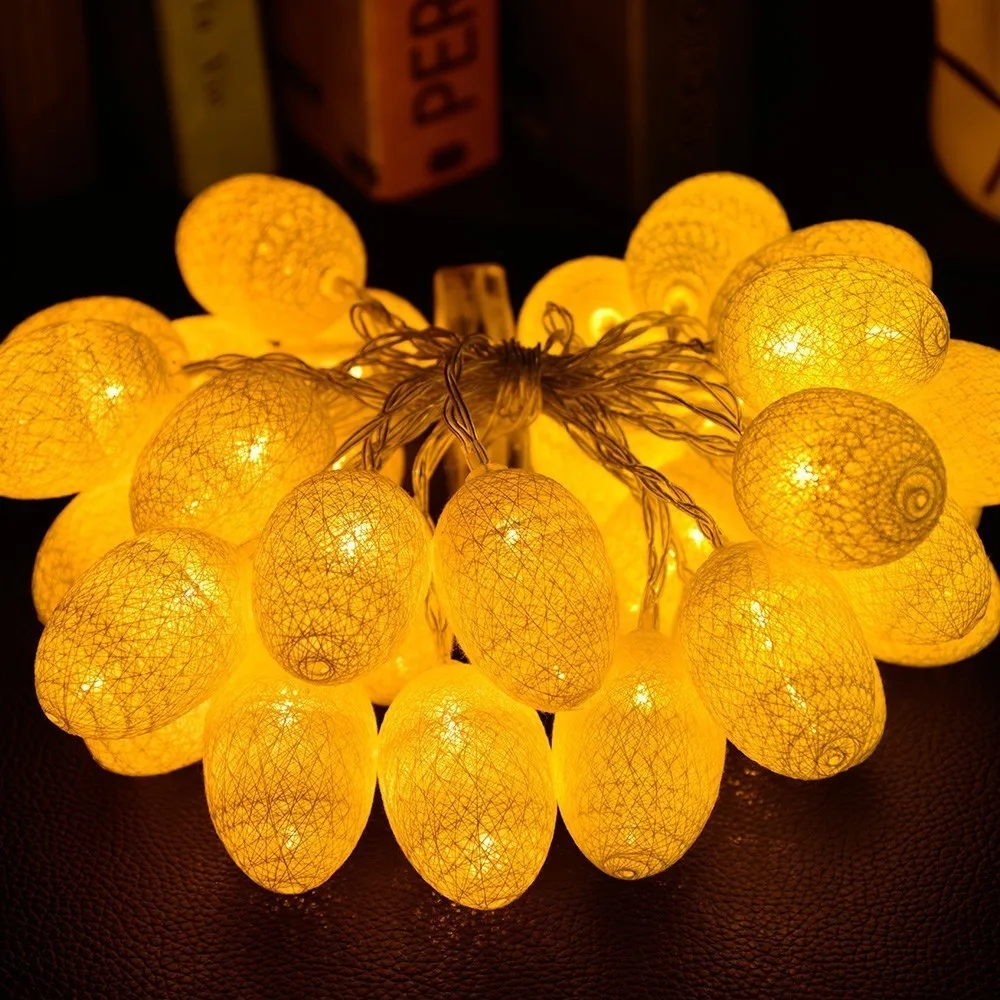 10LED 20LED 30LED Пасхальный светильник яйцо гирлянды на батарейках ватные шарики день