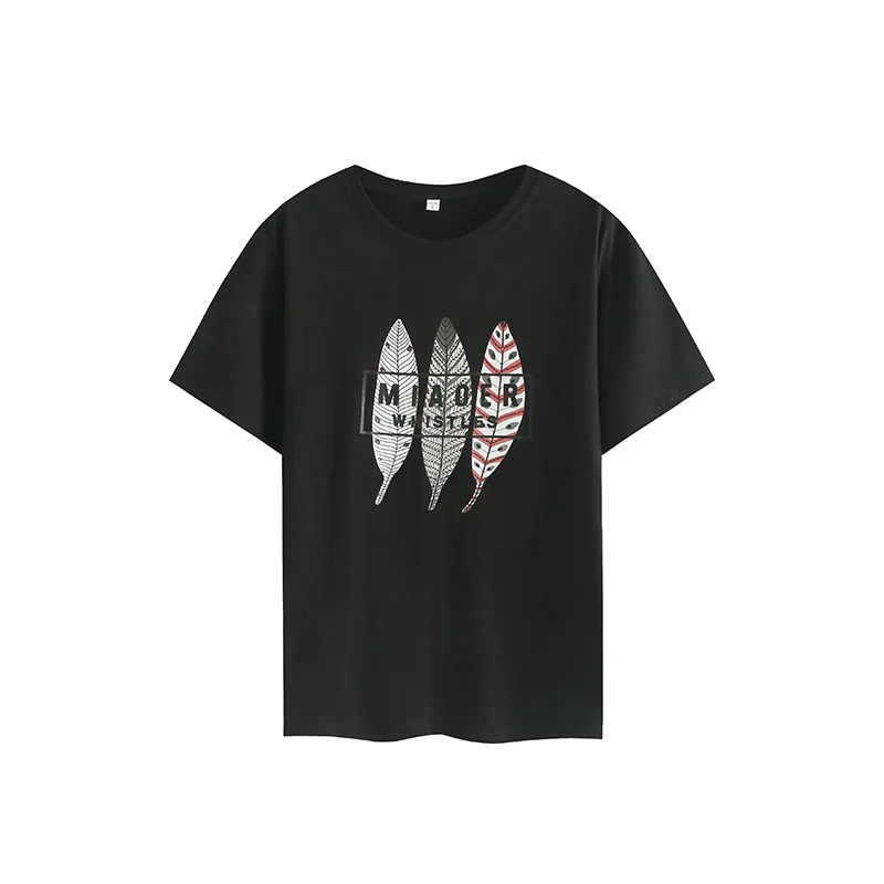 

IZEVUS Women 2019 summer pattern T-shirt leaf pattern fashion Harajuku T-shirt Korean version of the shirt streetwear