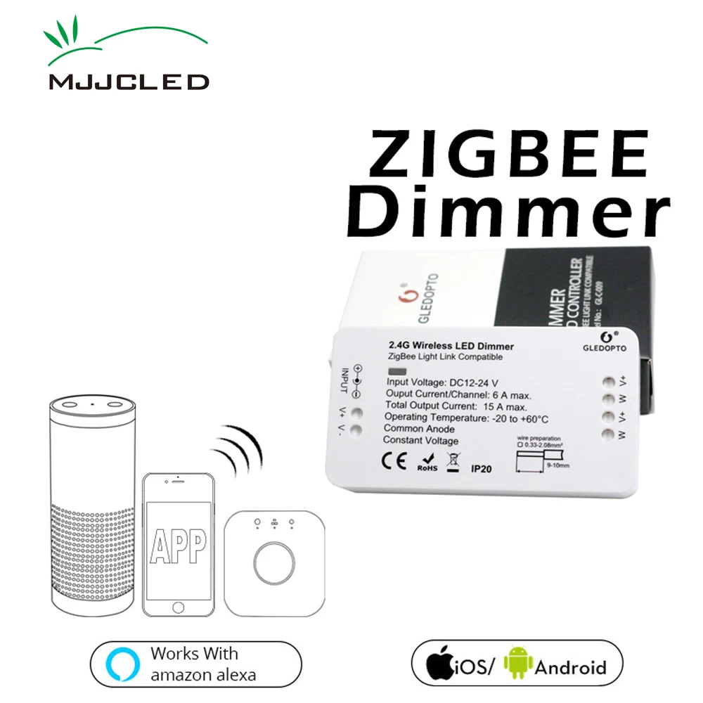 

Умный светодиодный контроллер ZIGBEE, беспроводной диммер постоянного тока 12 В 24 В Zll с приложением, светодиодный диммер Zigbee для одноцветной светодиодной ленты, светильник