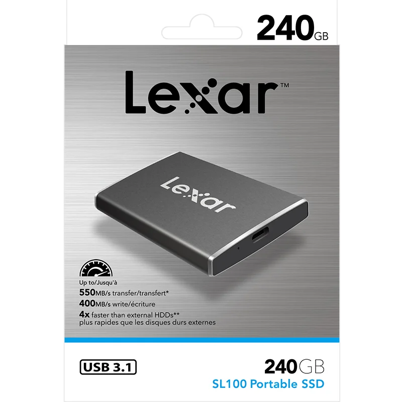 LEXAR SSD 240G 512G Мобильный твердотельный накопитель большой емкости USB3.0 жесткий диск высокоскоростной Накопитель SSD SL100 512G мобильный жесткий