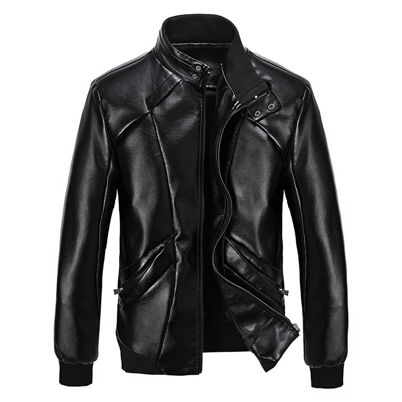 

New Fashion Slim Jaqueta De Couro Dos Homens Good Quality Stand Collar Motorcycle Jacket Men