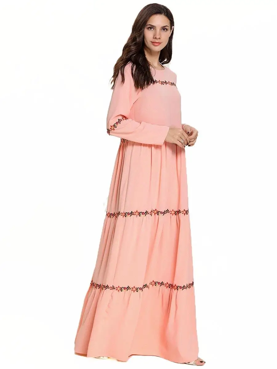 Женское длинное платье-Кафтан Abaya мусульманское платье макси с вышивкой для