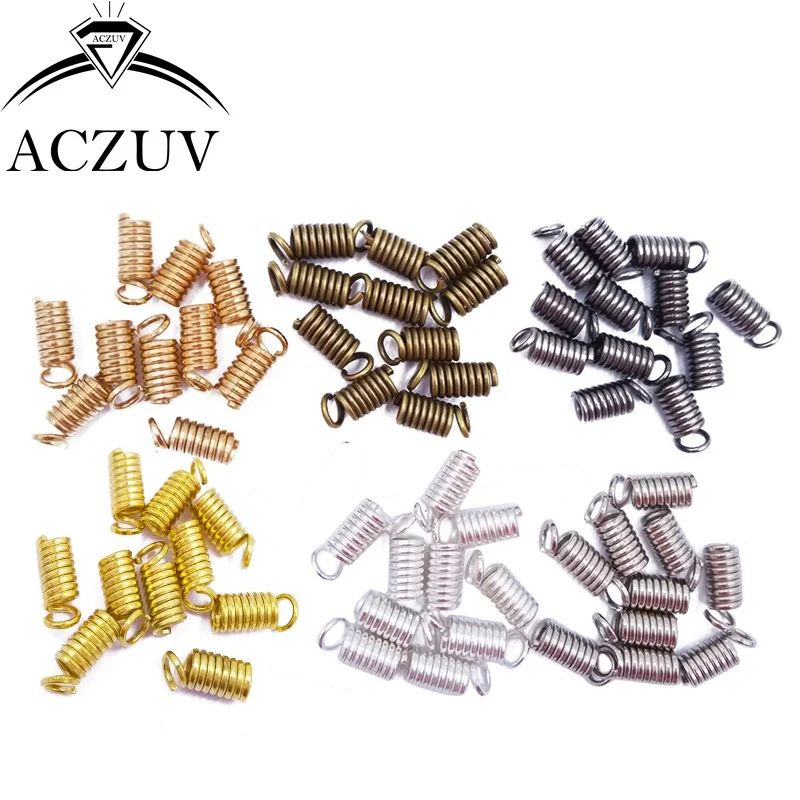 1000 piezas de cierre de crimpado de resorte, Clips, tapas de extremo para cordón de cuero de 1mm, 2mm, 3mm, 4mm, 5mm, accesorios de joyería SCE001