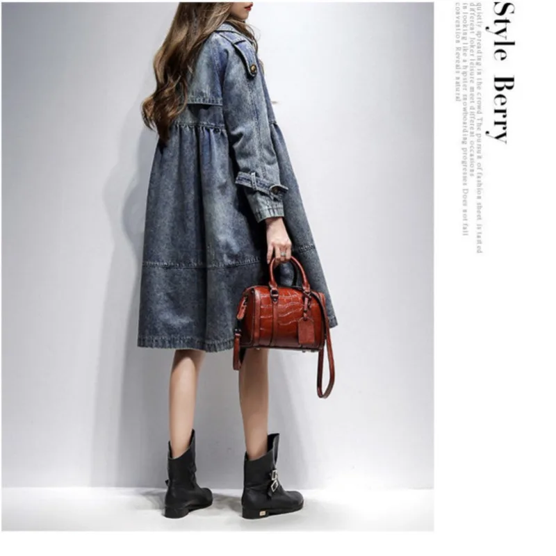 

Cowboy Loose Trench Coat For Women Woman Long Sleeve 2019 Windbreaker Jacket Casacos Feminino Manteau Femme Moda Mujer Clothes