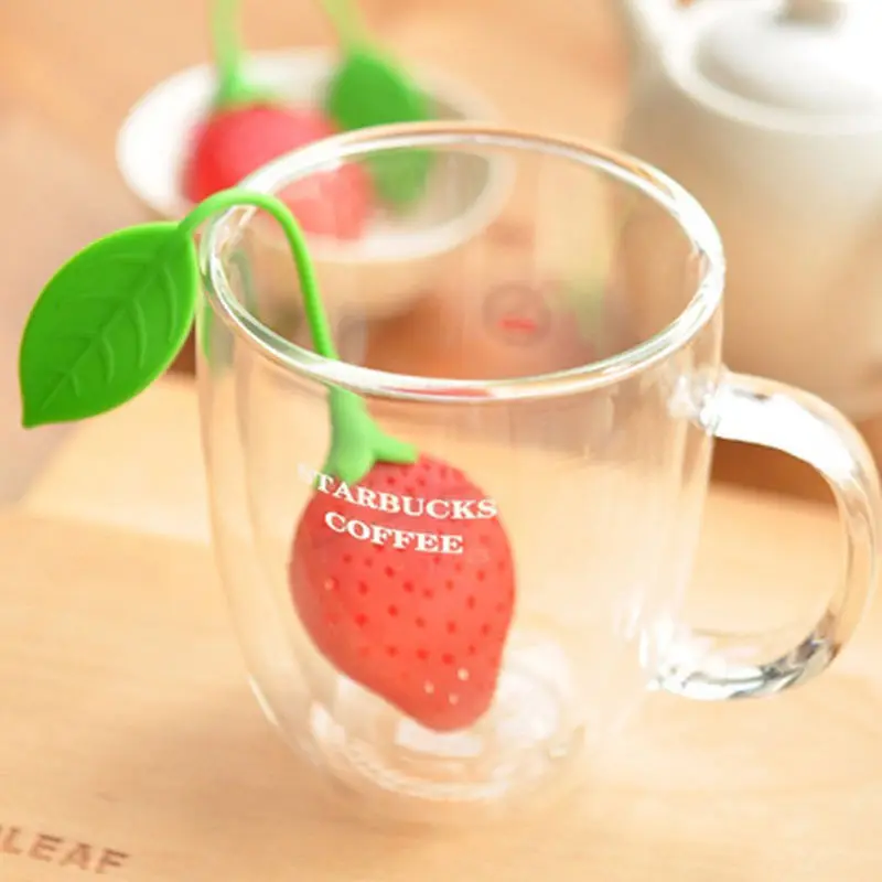 Силиконовая Клубника Дизайн Свободный чай лист ситечко ПЕРФОРИРОВАННОЕ для трав