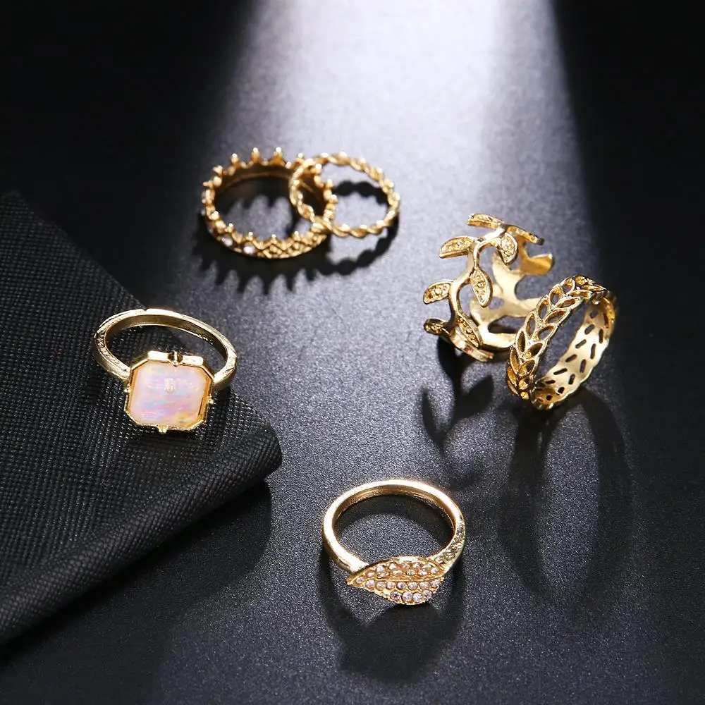 Bohemia Geometric New Fashion Vintage silver colour Gold Color Finger Rings Sets For Women Ladies Jewelry Drop Shipping | Украшения и