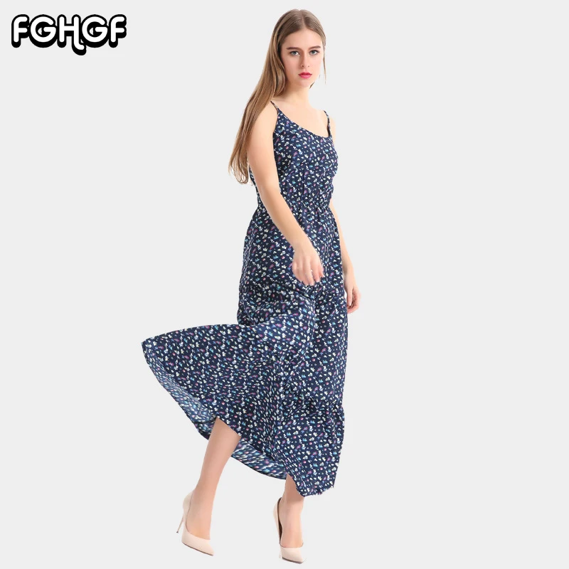 FGHGF Сексуальная Спагетти ремень богемное платье Для женщин летние линия рукавов