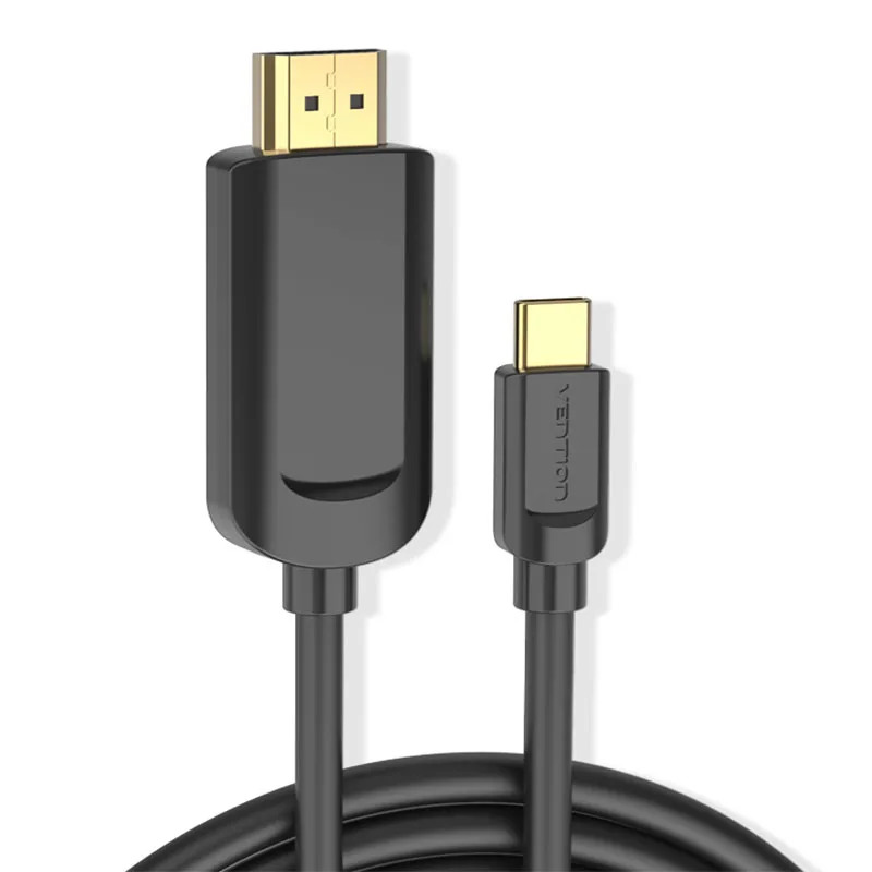 Черный Vention USB C HDMI 4K type C-HDMI кабель HDMI адаптер для huawei P20 mate 10 Pro MacBook Pro воздушный iPad Pro Thunderbolt 3 1 м 2 м - Цвет: Черный