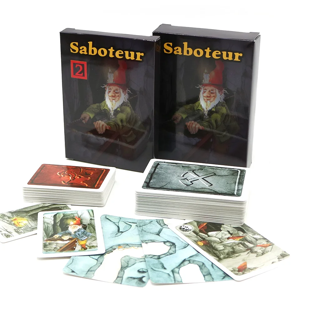 

Saboteur 1 + 2 настольные игры, полная английская база + удлинитель, карликовая игра для майнинга, забавная семейная вечевечерние, карточная игра