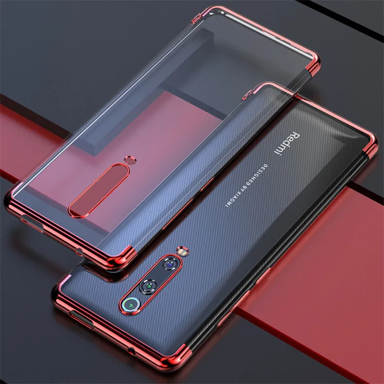 red Чехол для Xiaomi Redmi K20 Pro, Мягкий ТПУ тонкий прозрачный защитный чехол на заднюю панель для xiaomi mi 9t pro redmiK20 mi9t - Цвет: red