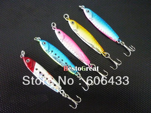 

5pieces Fishing colorful Lures more efficiently Jigbait Treble high quality Spinner baits 17g