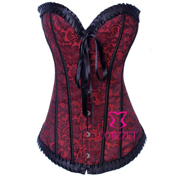 Фантазия цвет красный кружевной атласный корсет для бодибилдинга бюстье и
