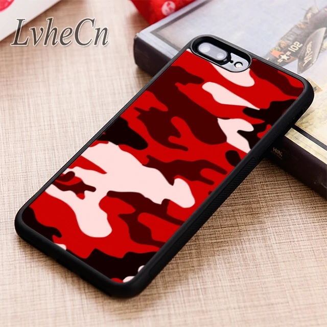 LvheCn красный армейский камуфляжный чехол для телефона iPhone 5 6 6s 7 8 plus X XR XS max 11 12 Pro