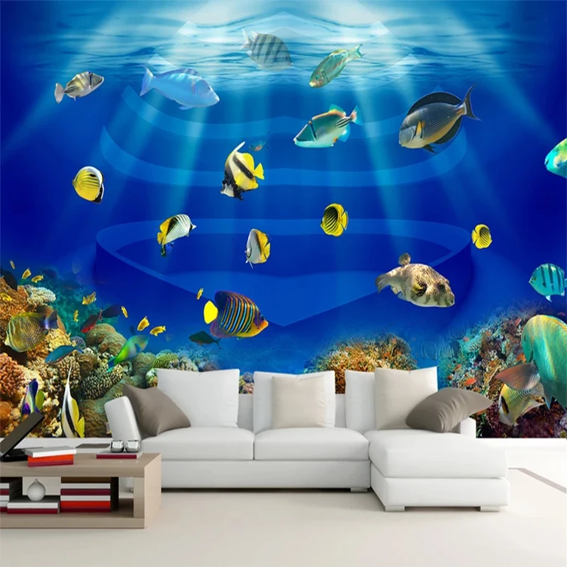3D обои морской мир тропическая рыба фото настенные фрески для детской комнаты
