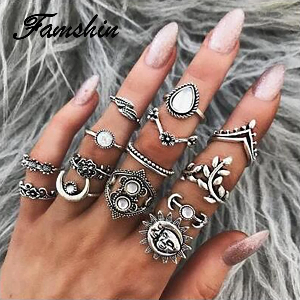 FAMSHIN 14 шт./компл. Boho в винтажном стиле с цветочным принтом листьев Луна выше