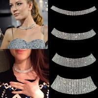 sparkling silver color crystal collar chain choker necklace bridal women wedding party diamante rhinestone choker jewelry gifts