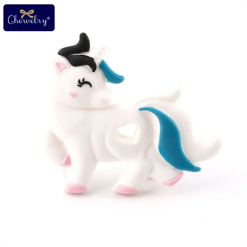 Deep Blue Unicorn 1 шт. Единорог детский Силиконовый грызунок BPA бесплатно грызунок новорожденных Прорезывания Зубов Ожерелье, подвеска, аксессуар DIY соски, цепи игрушки - Цвет: Deep Blue Unicorn