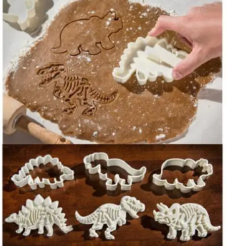 6pcs Dinosaur Cookie 3 комплекта динозавр печенье резак печенье тиснение плесень 3D бисквит мастика десерт выпечки плесень помадка торт украшения инструмент - Цвет: 6pcs Dinosaur Cookie