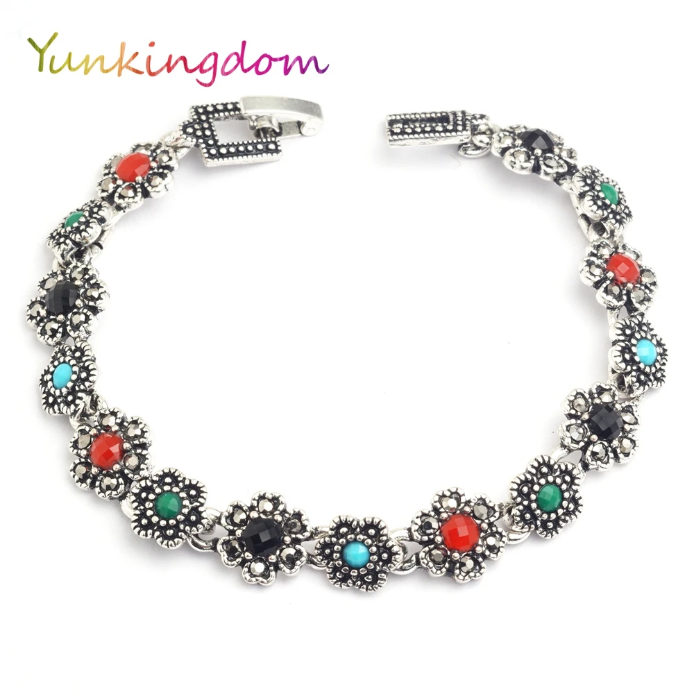 Yunkingdom винтажный браслет в этническом стиле из смолы серебристого цвета браслеты для женщин K1798