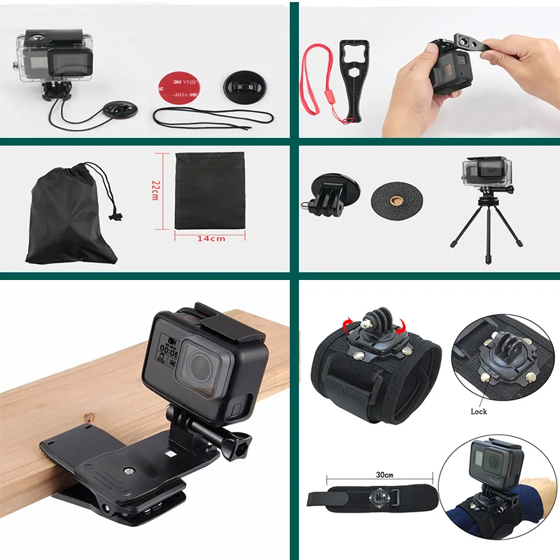 Набор аксессуаров для экшн камеры GoPro hero 9 8 7 6 5 Session SJCAM EKEN Yi 4k сумка AKASO штатив с