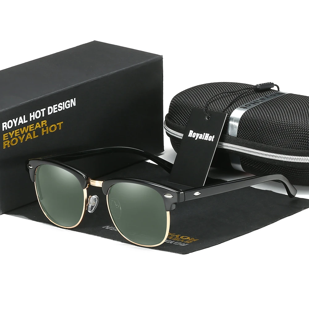 BlackDark green RoyalHot Для мужчин Для женщин Классическая винтажная, брендовая, дизайнерская поляризованные uv400 Солнцезащитные очки Очки - Цвет линз: BlackDark green
