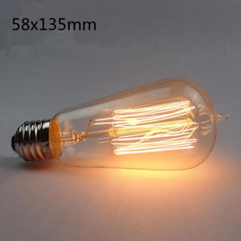 ST58 straight wire Светодиодный Ретро Стиль декоративные Вольфрамовая, Эдисона лампа T45 ST58 ST64 нить накаливания ампулы лампы винтажная лампочка эдисона - Испускаемый цвет: ST58 straight wire