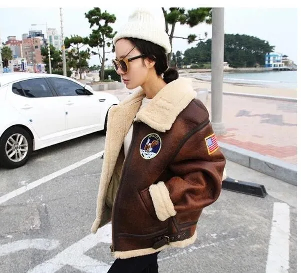 Меховая зимняя женская куртка новинка 2016 утепленная Корейская шерстяная