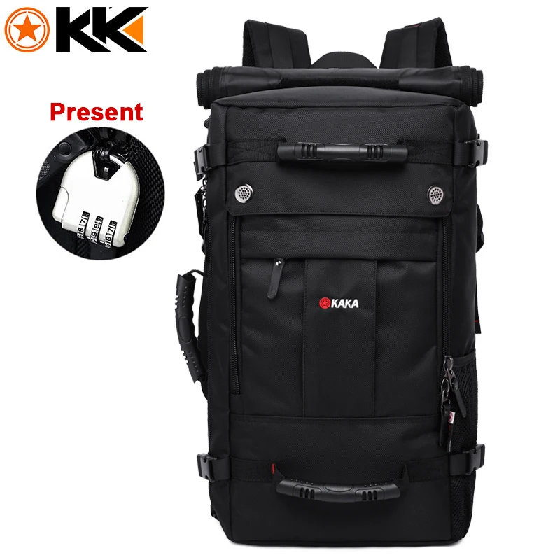 KAKA черный мужской рюкзак дорожная сумка 40л большой объем полиэстер