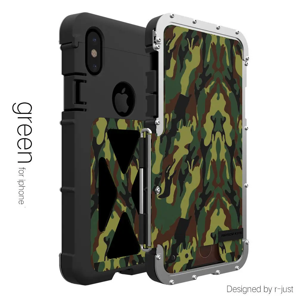 Green R-Just металлический противоударный флип-чехол для iPhone 8, 7 plus, защитный чехол для телефона King, чехол для iPhone 6, 6splus, 7, 8 Plus, R-JUST - Цвет: Green