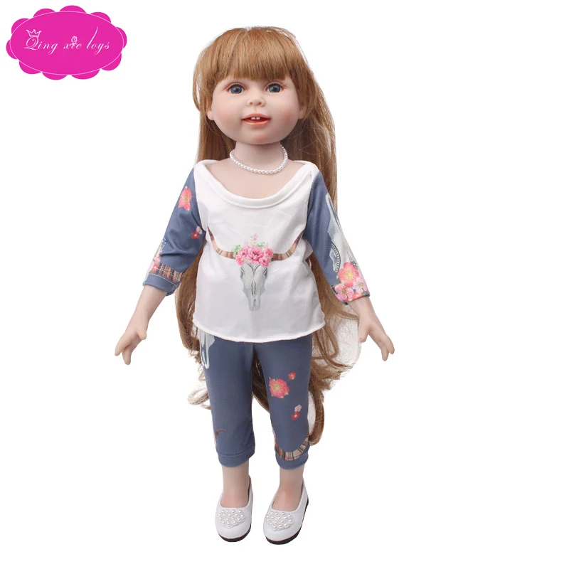 18 inch Girls doll clothes Unicorn long-sleeved suit + pants pajamas American newborn dress Baby toys fit 43 cm baby dolls c721 | Игрушки и
